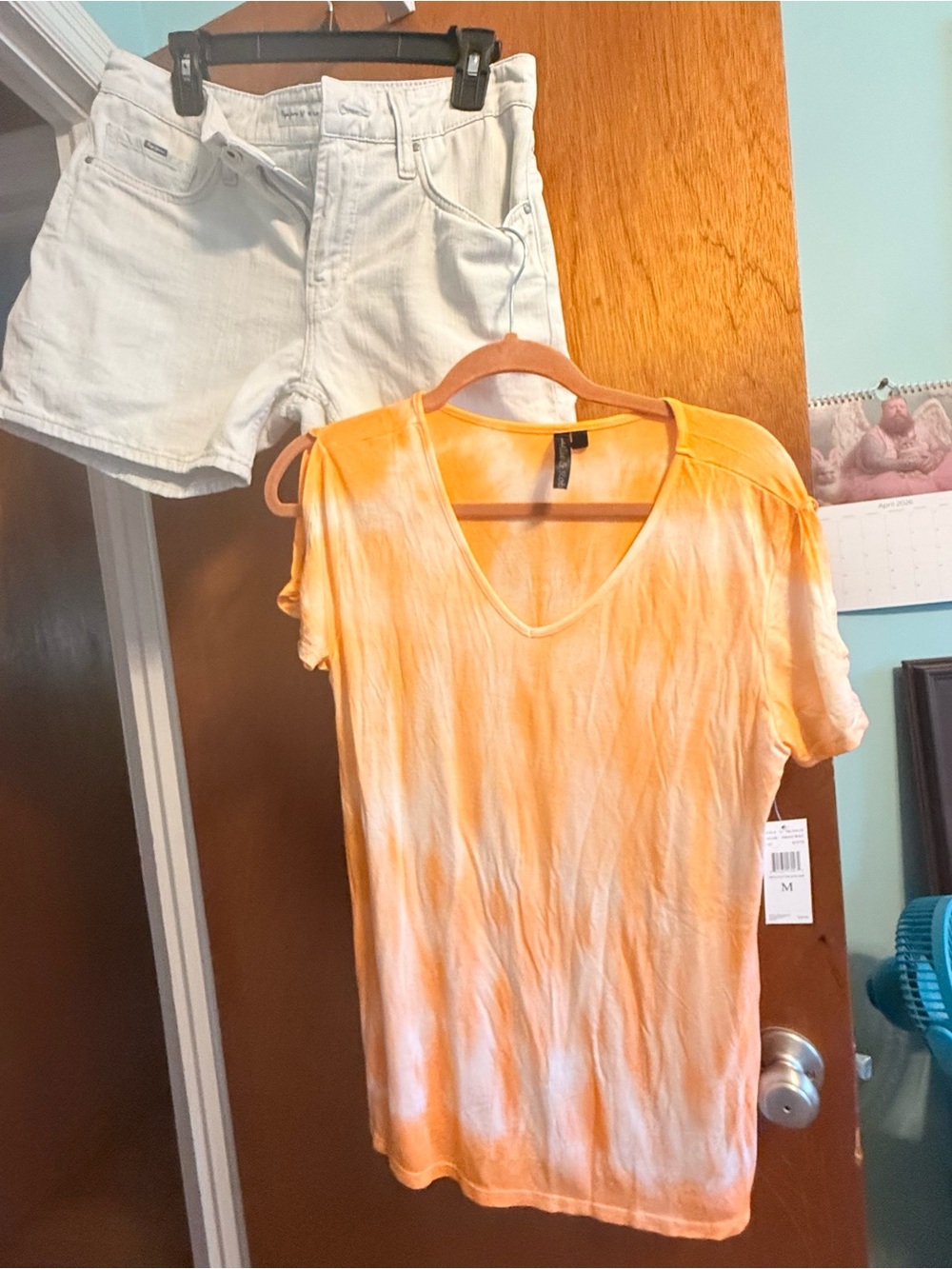 Bundle Pepe Jean shorts and Orange Tie-Dye V-Neck Short Sleeve Tee